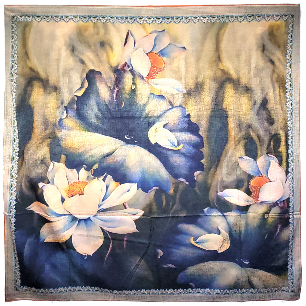 NWT Double Sided Silk Scarf 52"x52" Large Square Shawl Wrap XiangYunSha 3673